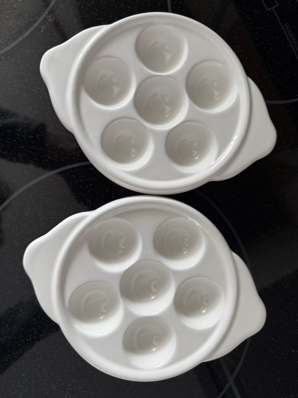 White Ceramic Escargot/Stuffed Mushrooms Plates - Home Dining